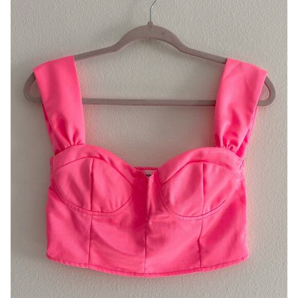 Superdown Hot Pink Crop Top Blouse Medium - Picture 1 of 7